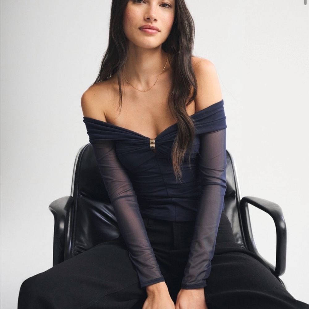 Abercrombie & Fitch Navy Off-Shoulder Blouse